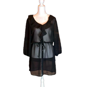 MIMI CHICA Black Sheer Pop-Over Dress Size S